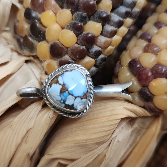 Stunning NWOT Native American Navajo Turquoise Squash Blossom Pendant 🩵🤎 - Picture 9 of 13